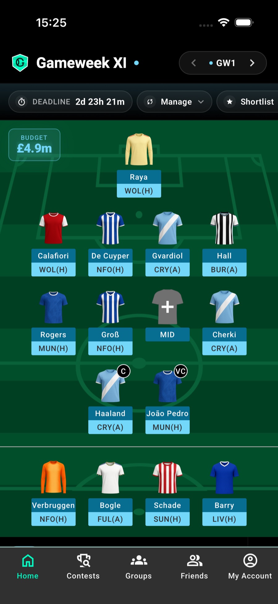 The Gameweek XI team builder: an eleven on the pitch with budget and deadline